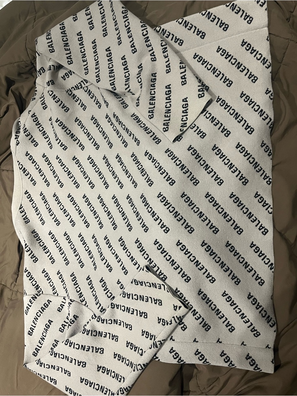 Balenciaga Black and White Logo Knit Scarf